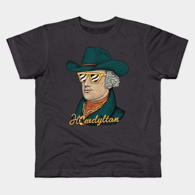 Howdylton - Alexander Hamilton in a Cowboy Hat Kids T-Shirt by anycolordesigns